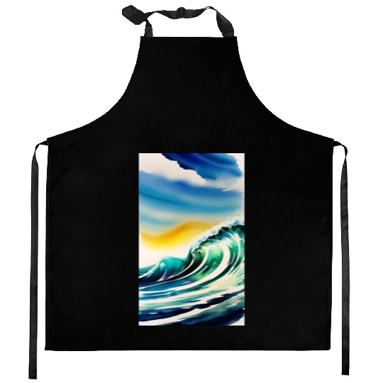 Ocean Waves Painting Design Kitchen Aprons