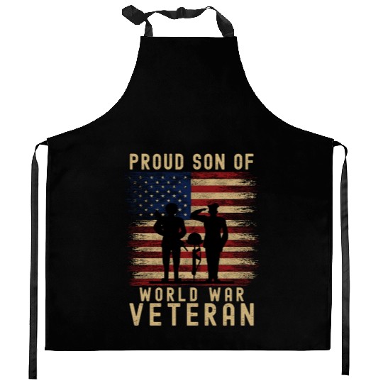Proud Son of World War 2 Veteran Kitchen Aprons