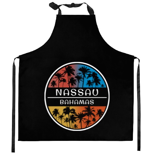Nassau Bahamas Stylish Vacation Souvenir Palm Tree Kitchen Aprons