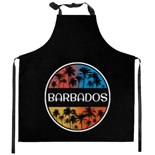 Barbados Stylish Vacation Souvenir Palm Tree Kitchen Aprons