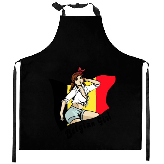 Belgium girl flag design Kitchen Aprons