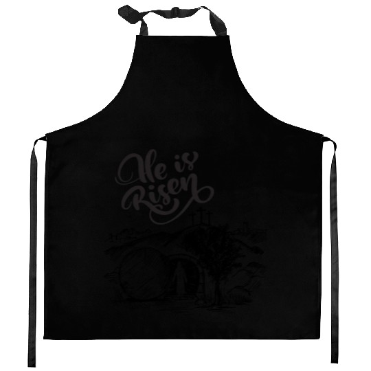 He Is Risen - Black Drawing HD Kitchen Aprons