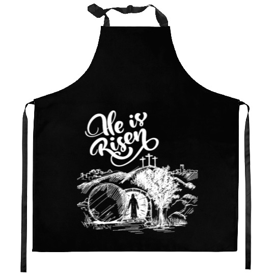 He Is Risen - White Drawing HD Kitchen Aprons