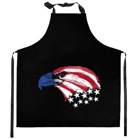 Bald Eagle Us Flag Colors Kitchen Aprons