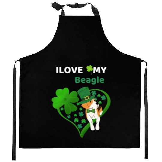 Irish Shamrock St Patrick's Day Beagle Cool Kitchen Aprons