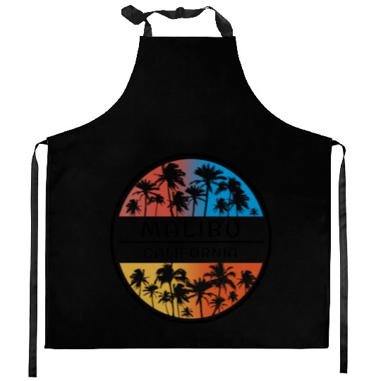 Malibu California Palm Tree Stylish Vacation Kitchen Aprons