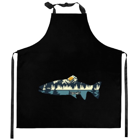 Fish Fishing Nature Landscape Kitchen Aprons