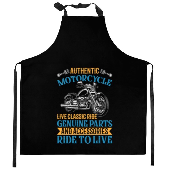 AUTHENTIC MOTORCYCLE LIVE CLASSIC RIDE GENUINE Kitchen Aprons