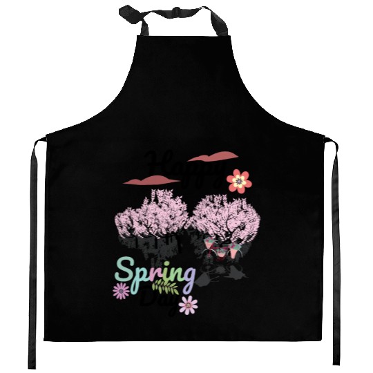 Seasons Greetings for Spring, Happy Spring Graphic Kitchen Aprons