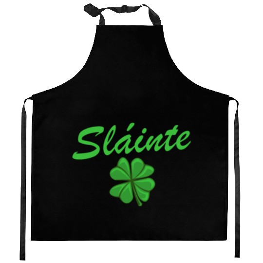 Slainte Shamrock Cheers Salute St. Patrick's Day Kitchen Aprons