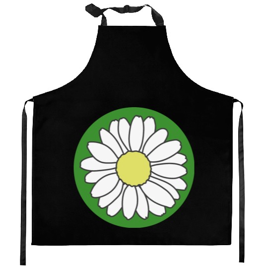 Cute flower in green circle Kitchen Aprons