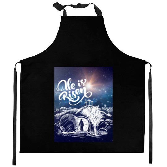 He Is Risen!Jesus,Easter, Bright & Morning Star Kitchen Aprons
