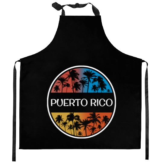 Puerto Rico Stylish Vacation Souvenir Palm Tree Kitchen Aprons