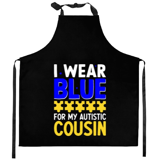 I wear Blue For My Autistic Cousin Kitchen Aprons