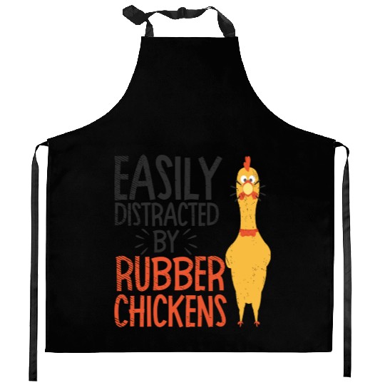 Rubber Chicken Enthusiast Loud Scream Yellow Kitchen Aprons