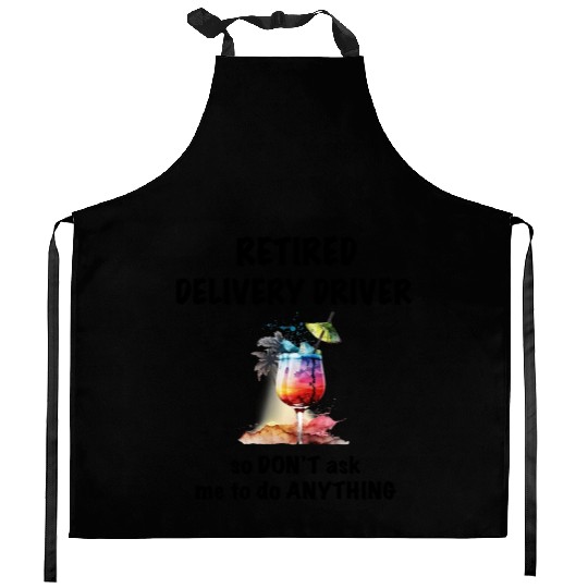 Retired Delivery Driver Vacation Tropical Cocktail Kitchen Aprons
