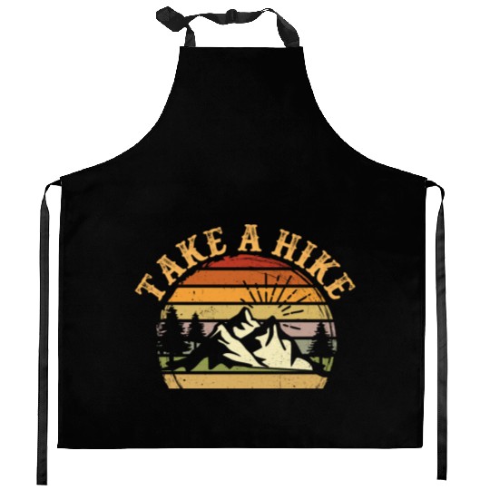 Take A Hike Retro Hiker Outdoors Camping Nature Kitchen Aprons