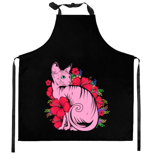 Cat Owner Pet Kitten Sphynx Cat With Flowers Kitchen Aprons