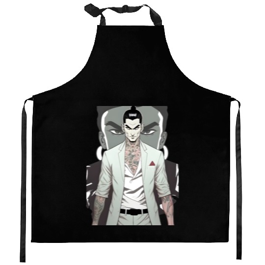 Japan Yakuza Greeny Face Kitchen Aprons