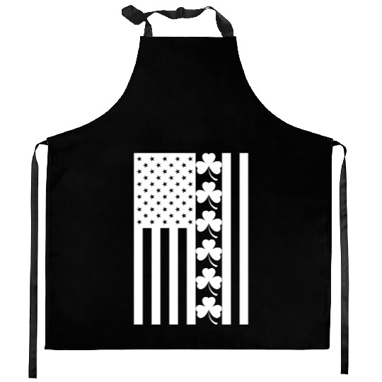 St Patricks Day American Flag Kitchen Aprons
