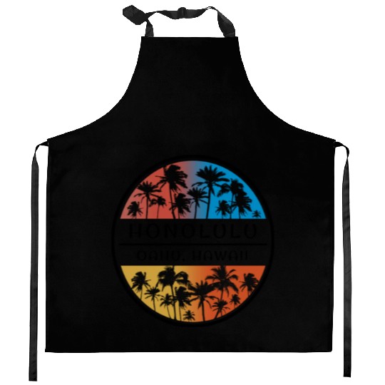 Honolulu Oahu Hawaii Hawaiian Islands Palm Tree Kitchen Aprons