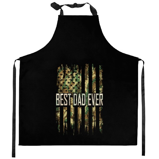 Dad Fathers Day For Men Camouflage US Flag Great Kitchen Aprons