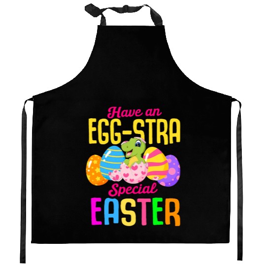 Easter T-rex Dinosaur Rabbit Easter Bunny Holiday Kitchen Aprons