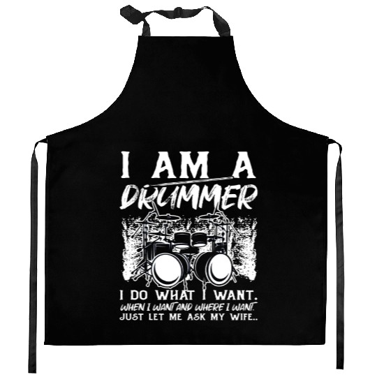 Funny Drum Player Drummer Musician Drum Player Kitchen Aprons