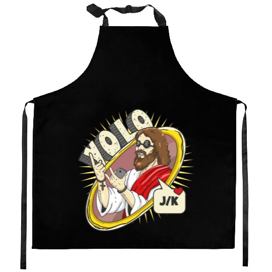 Live Once Jk Easter Funny Guess Who's Back Jesus Kitchen Aprons