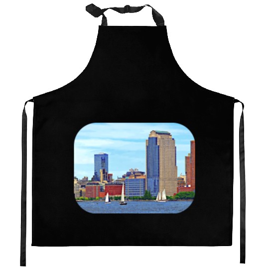 Manhattan NY - Boats By Manhattan Skyline Kitchen Aprons