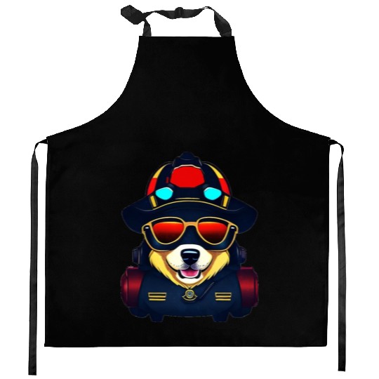 Firefighter Dog Kitchen Aprons