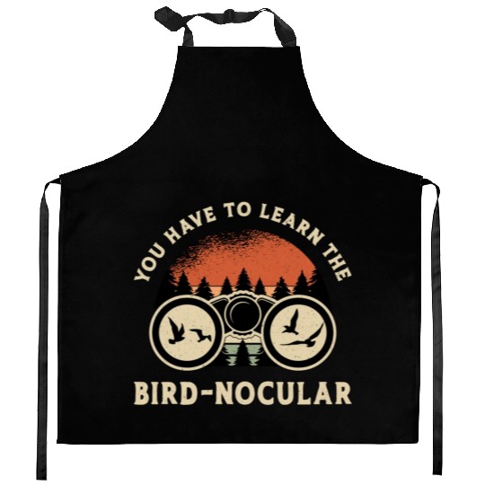 Bird Watching The Bird Nocular Retro Bird Watcher Kitchen Aprons