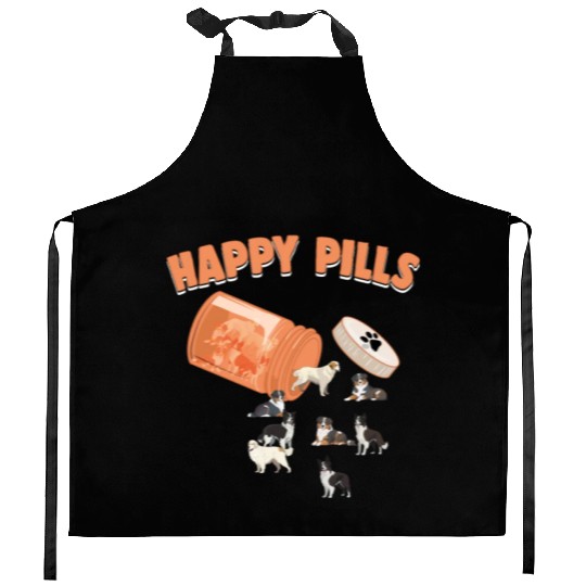 Happy Pills Dogs Funny Farm Animal Lovers Humor Kitchen Aprons