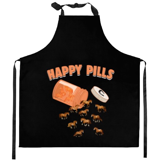Happy Pills Horse Funny Farm Animal Lovers Humor Kitchen Aprons