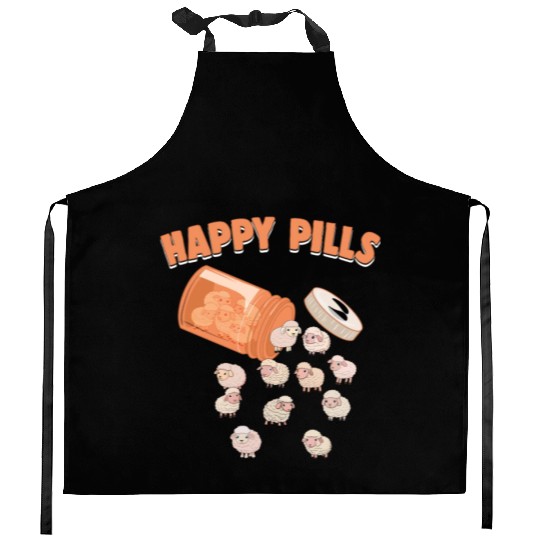 Happy Pills Sheep Funny Farm Animal Lovers Humor Kitchen Aprons