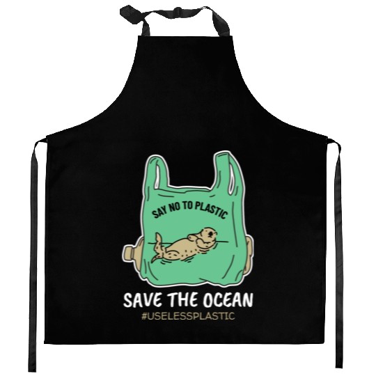 Save The Ocean Seal Save The Earth Environment Kitchen Aprons