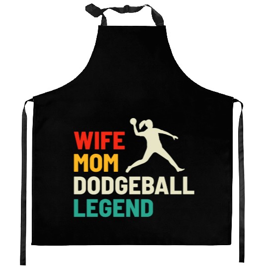Dodgeball Player Mom Wife Legend Mummy Mother Kitchen Aprons