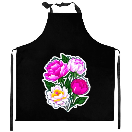 Peony Flower Art Kitchen Aprons