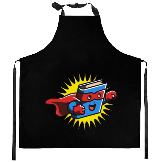Book Hero Reading Book Lover Comic Book Comics Kitchen Aprons