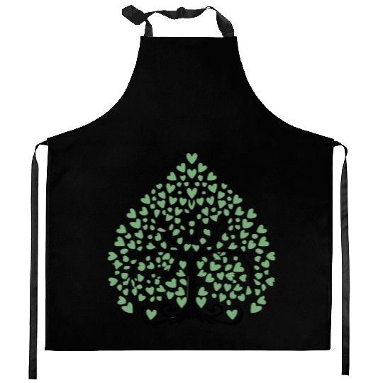 Tree of Life with Hearts Two Color Vector Kitchen Aprons