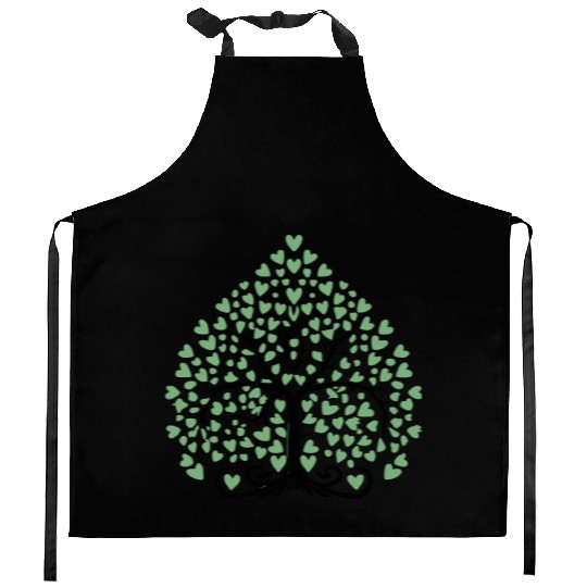 Tree of Life with Hearts Two Color Vector Kitchen Aprons
