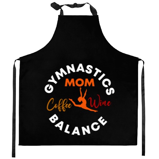 Gymnastics Mom Coffee Wine Balance fitness, gym Kitchen Aprons