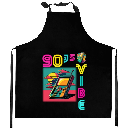 90s Vibe - I Love The 90s - Retro 90s Neon Kitchen Aprons