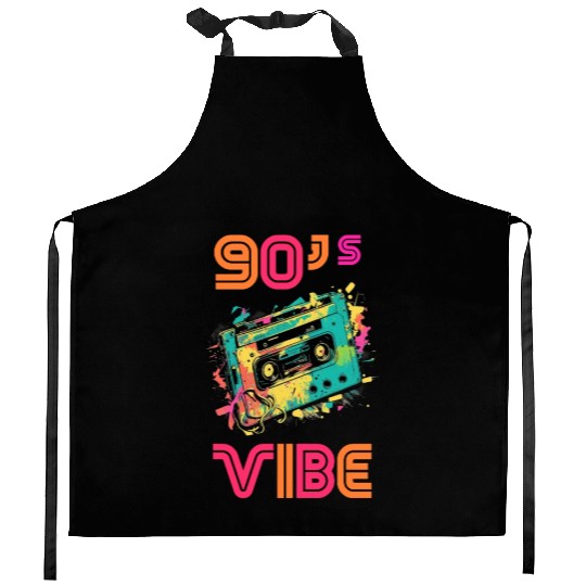 90s Vibe - I Love The 90s - Retro 90s Neon Kitchen Aprons