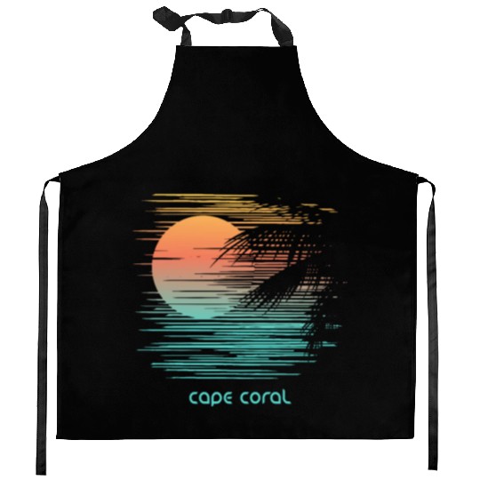 Artistic Cape Coral Florida Palm Tree Vacation Kitchen Aprons