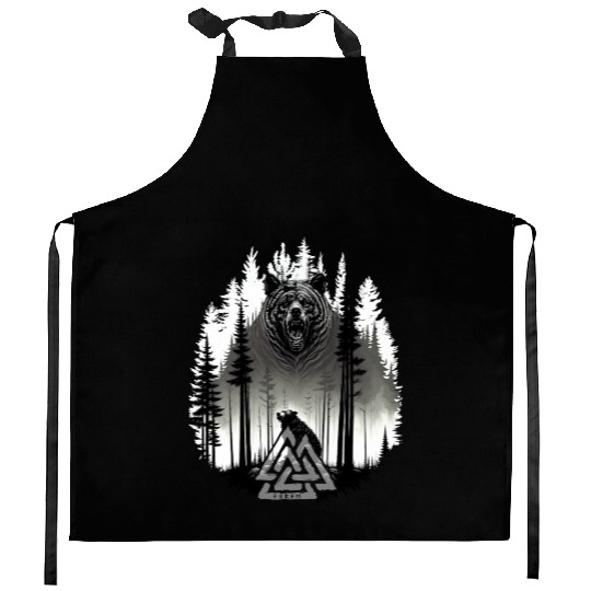 Grizzly bear Bear Valknut Wotan knot Forest Viking Kitchen Aprons