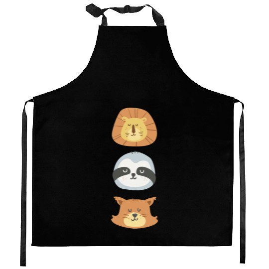 Lion, Sloth and Weasel Kitchen Aprons