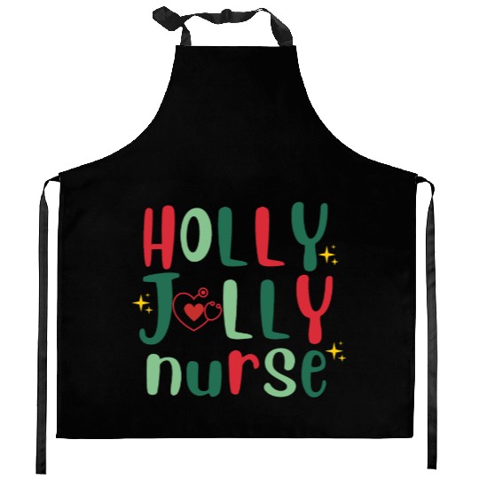 HOLLY JOLLY NURSE4 Kitchen Aprons