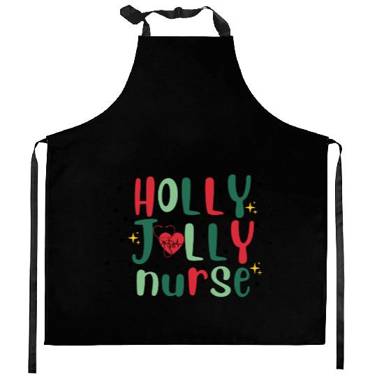 HOLLY JOLLY NURSE Kitchen Aprons