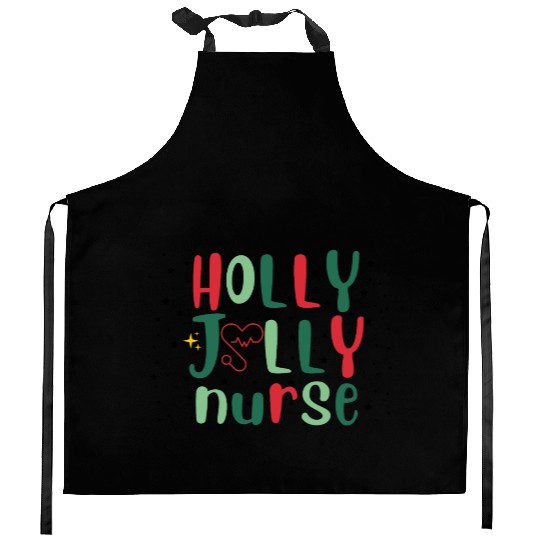 HOLLY JOLLY NURSE Kitchen Aprons